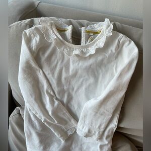 Mini Boden Broderie ruffle neck t shirt long sleeves
